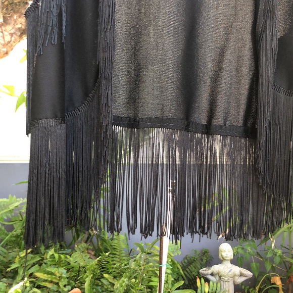 Black fringe vest. dress up evening outfit wear-western look outfit.  Medium - Picture 4 of 6